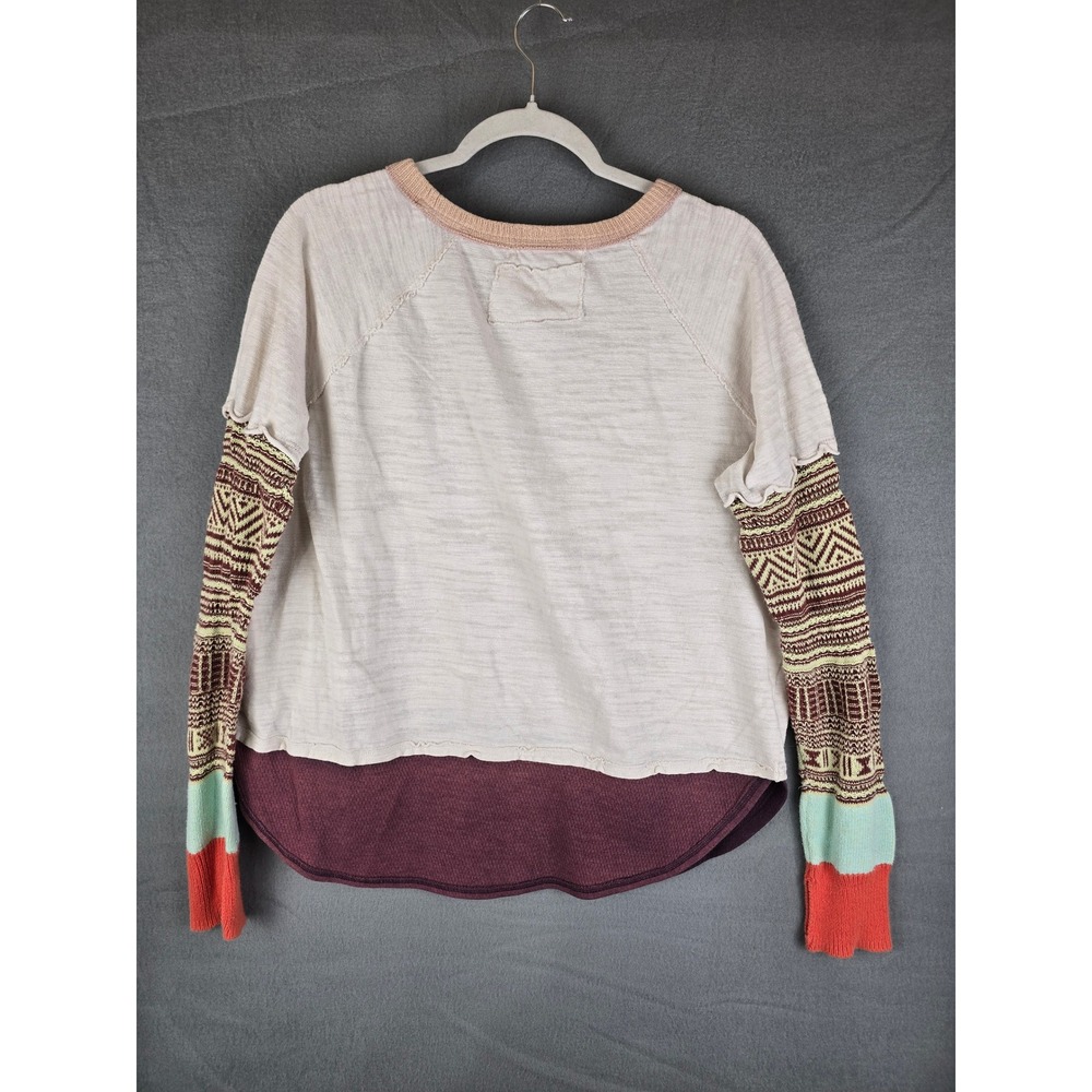 Free People Jordan Mix Knit Tee in Fun Time Women's Small Boho Couture Colorful
